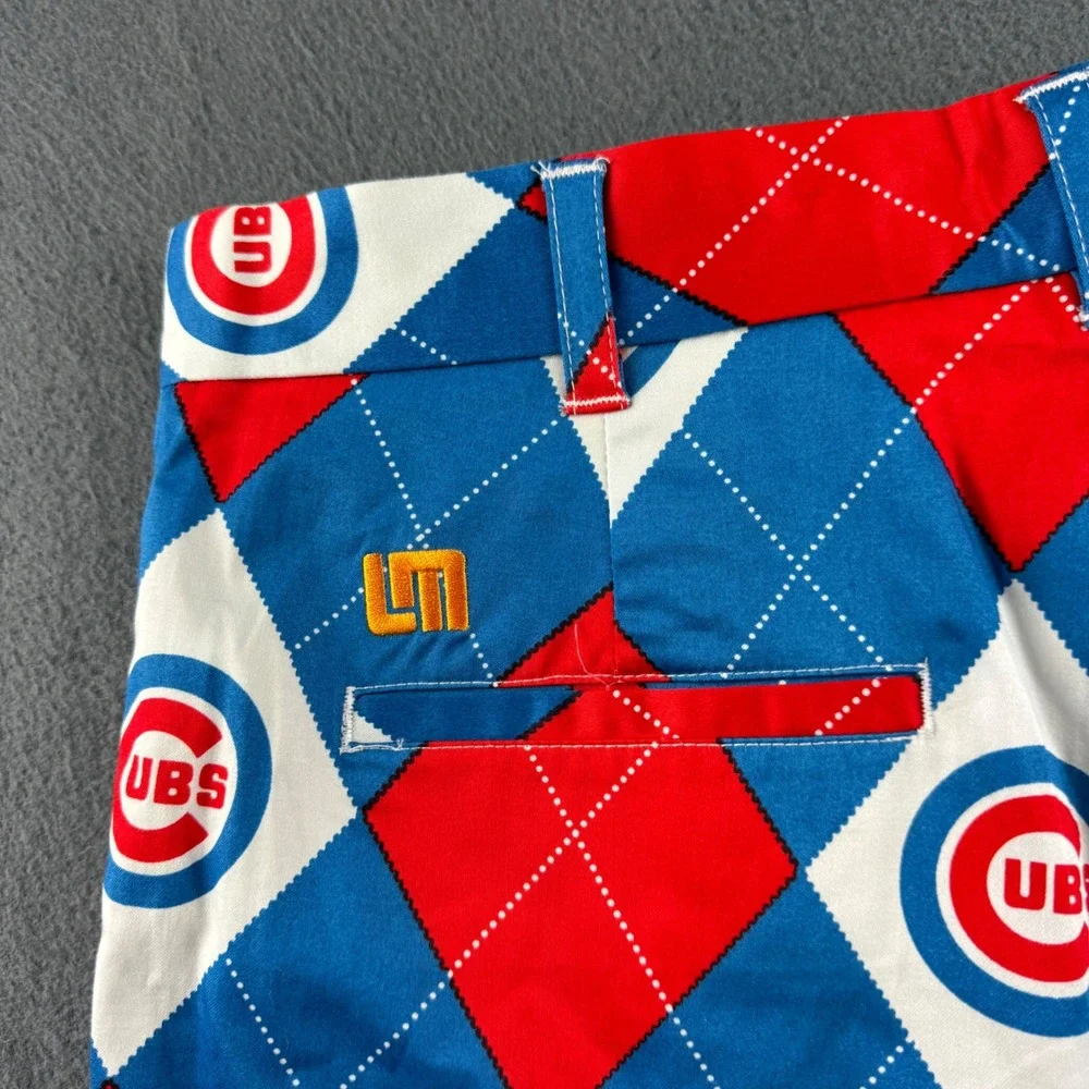 Loudmouth Chicago Cubs Shorts Men's 34 Argyle Geometric Print Golf MLB Baseball